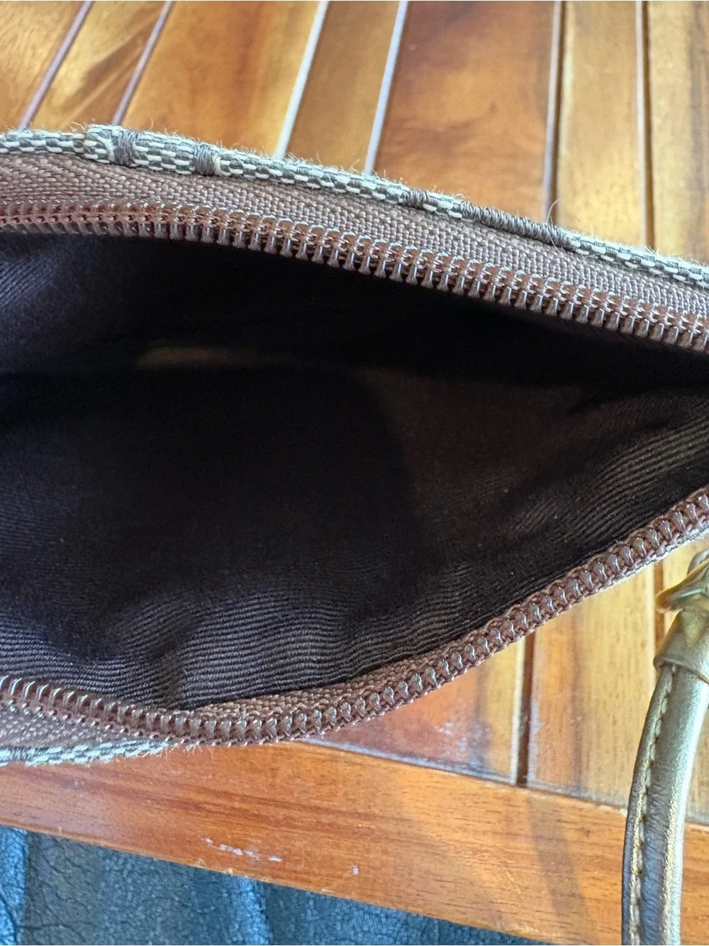 COACH Signature Jacquard Gold Canvas Coin Pouch Wristlet Wallet NWT